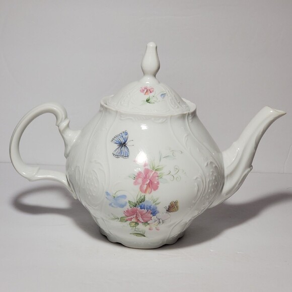 Bernadotte Teapot Czechoslovakia Butterfly Floral Vintage - Picture 5 of 11